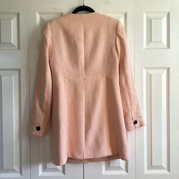 Karl Lagerfeld | Pink Sherbet | Tweed Button Coat | size 2 - Picture 4 of 5